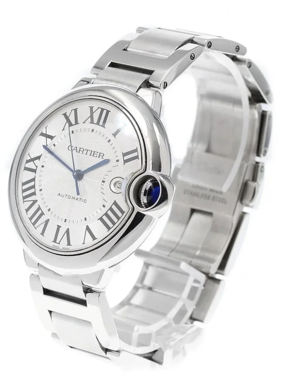 CARTIER Baron Blue LM W69012Z4 Date Silver Dial Automatic Men's Watch_969009